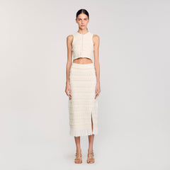 Sandro / Maxi skirt with crochet detailing Ecru