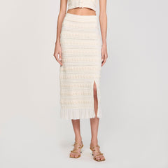 Sandro / Maxi skirt with crochet detailing Ecru