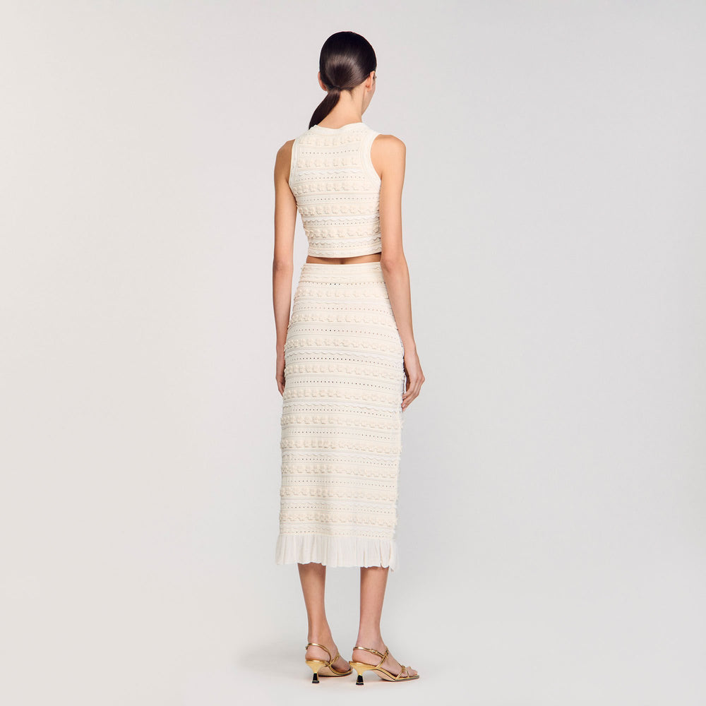 Sandro / Maxi skirt with crochet detailing Ecru