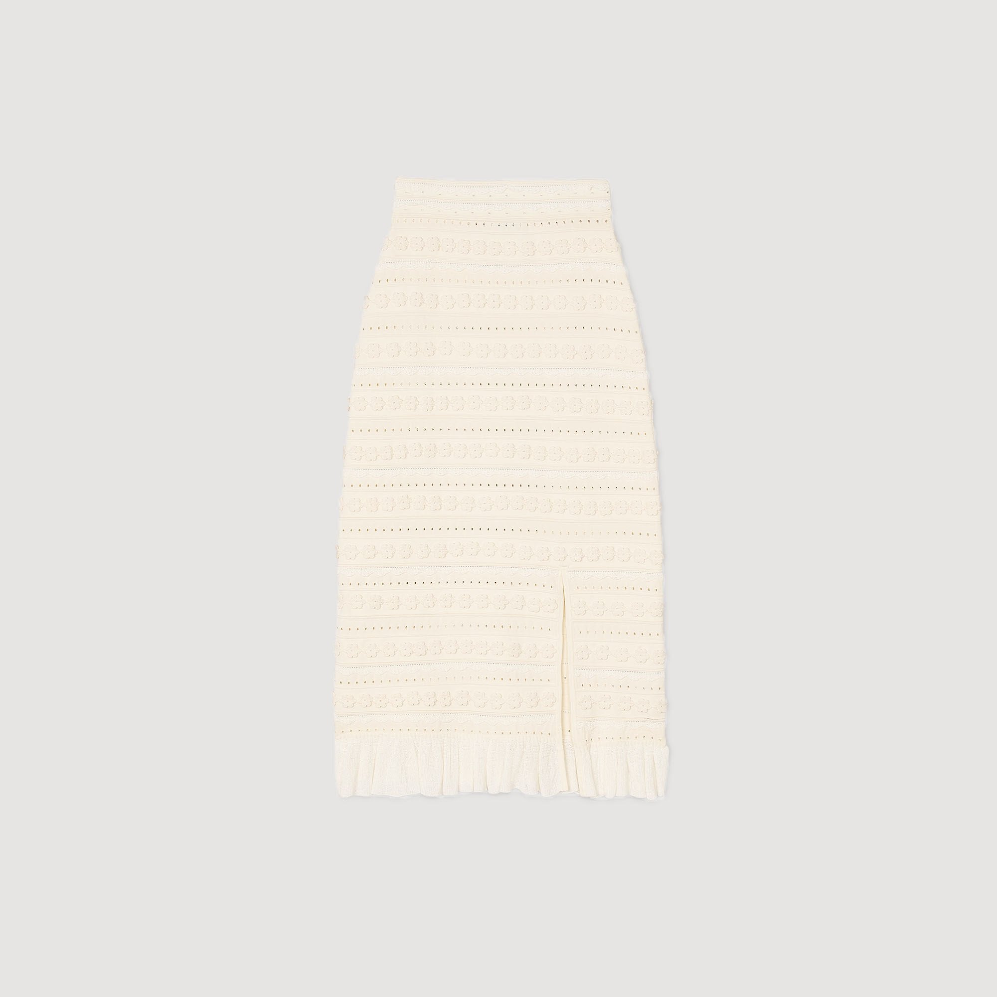 Sandro / Maxi skirt with crochet detailing Ecru