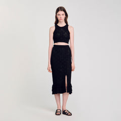 Sandro / Knit midi skirt Black