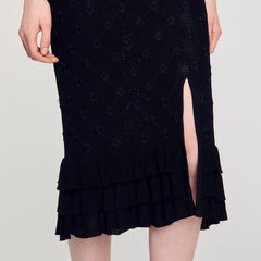 Sandro / Knit midi skirt Black