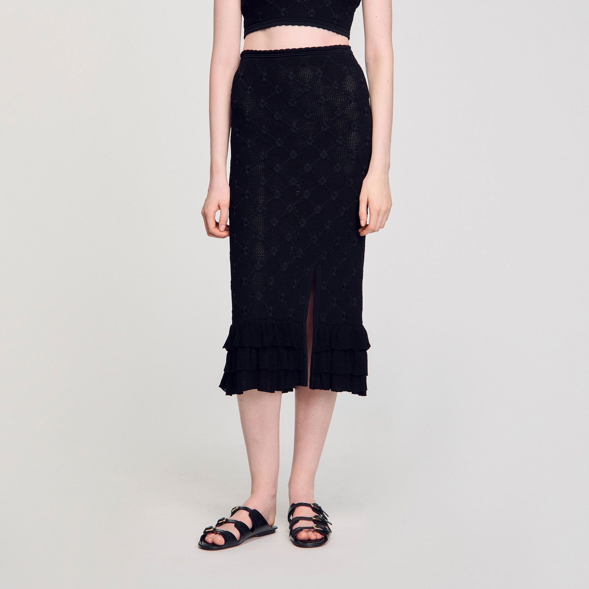 Sandro / Knit midi skirt Black