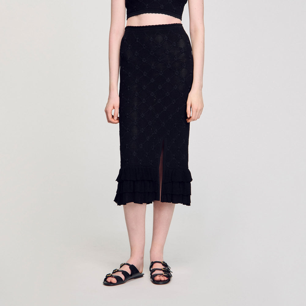 Sandro / Knit midi skirt Black