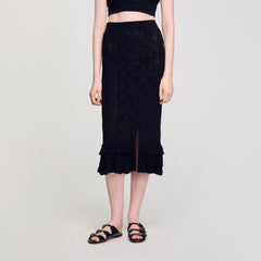 Sandro / Knit midi skirt Black