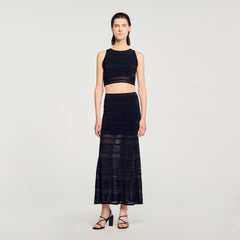Sandro / Maxi decorative knit skirt Black