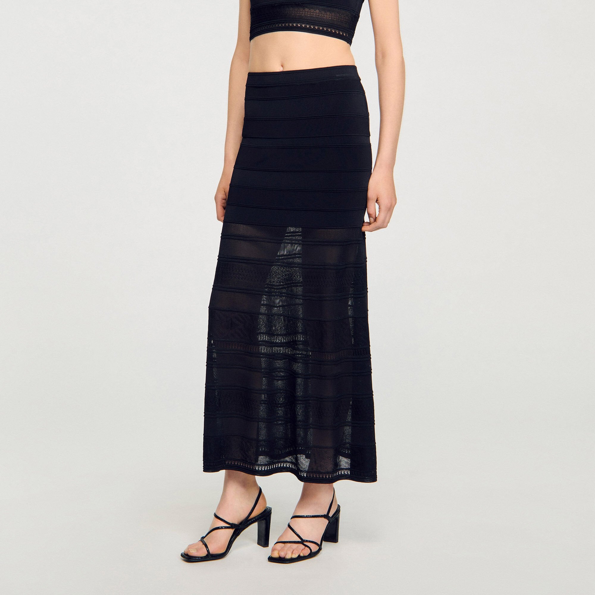 Sandro / Maxi decorative knit skirt Black