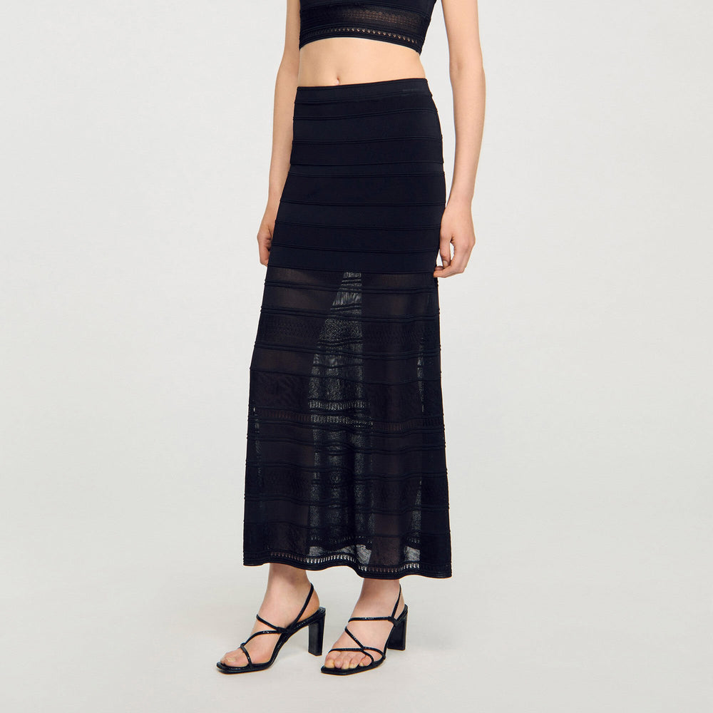 Sandro / Maxi decorative knit skirt Black