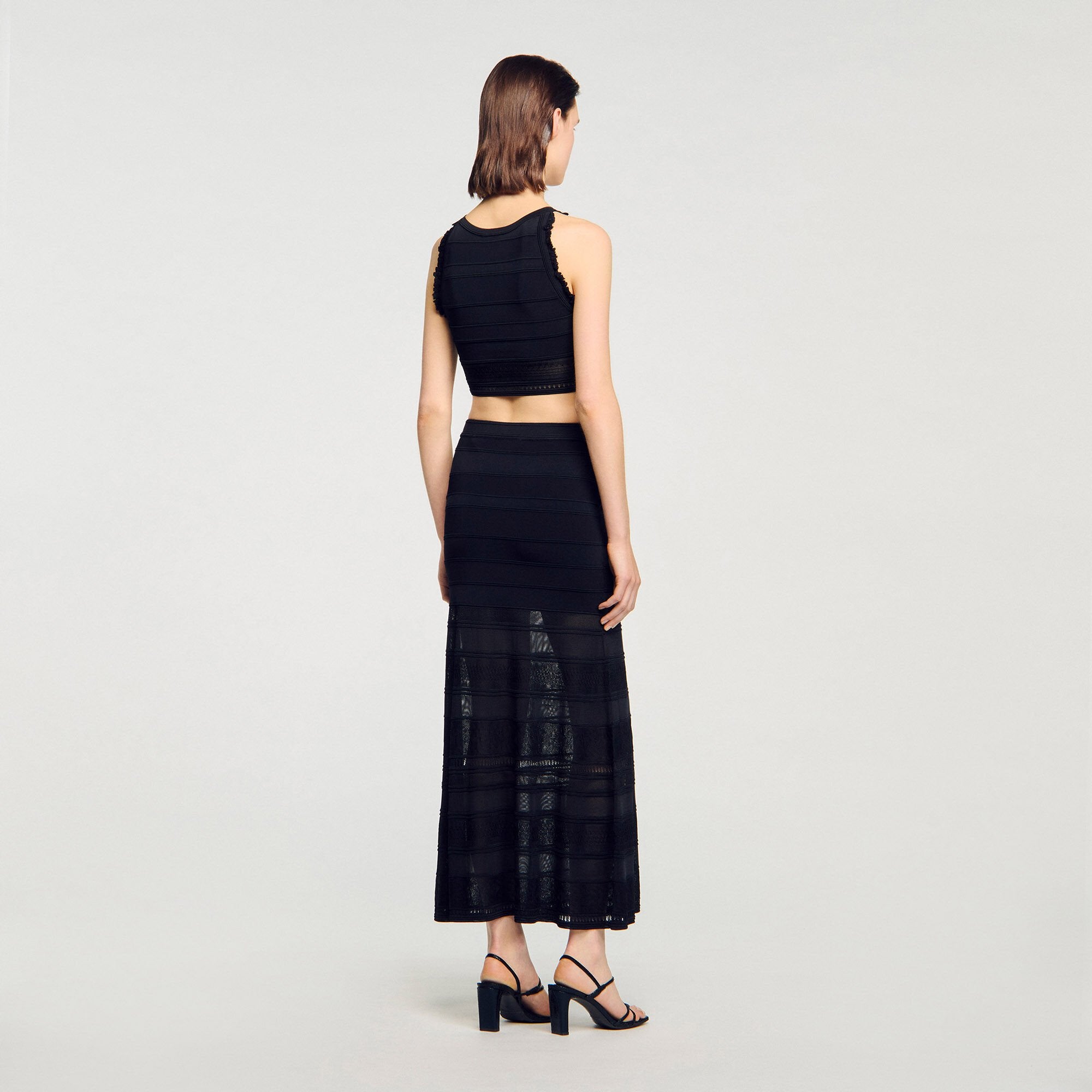 Sandro / Maxi decorative knit skirt Black