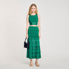 Sandro / Maxi decorative knit skirt Emeuraude Green