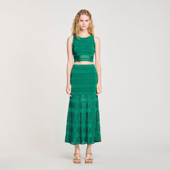 Sandro / Maxi decorative knit skirt Emeuraude Green