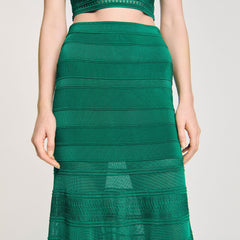 Sandro / Maxi decorative knit skirt Emeuraude Green