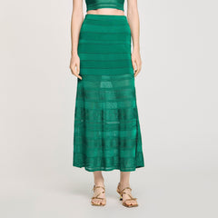 Sandro / Maxi decorative knit skirt Emeuraude Green