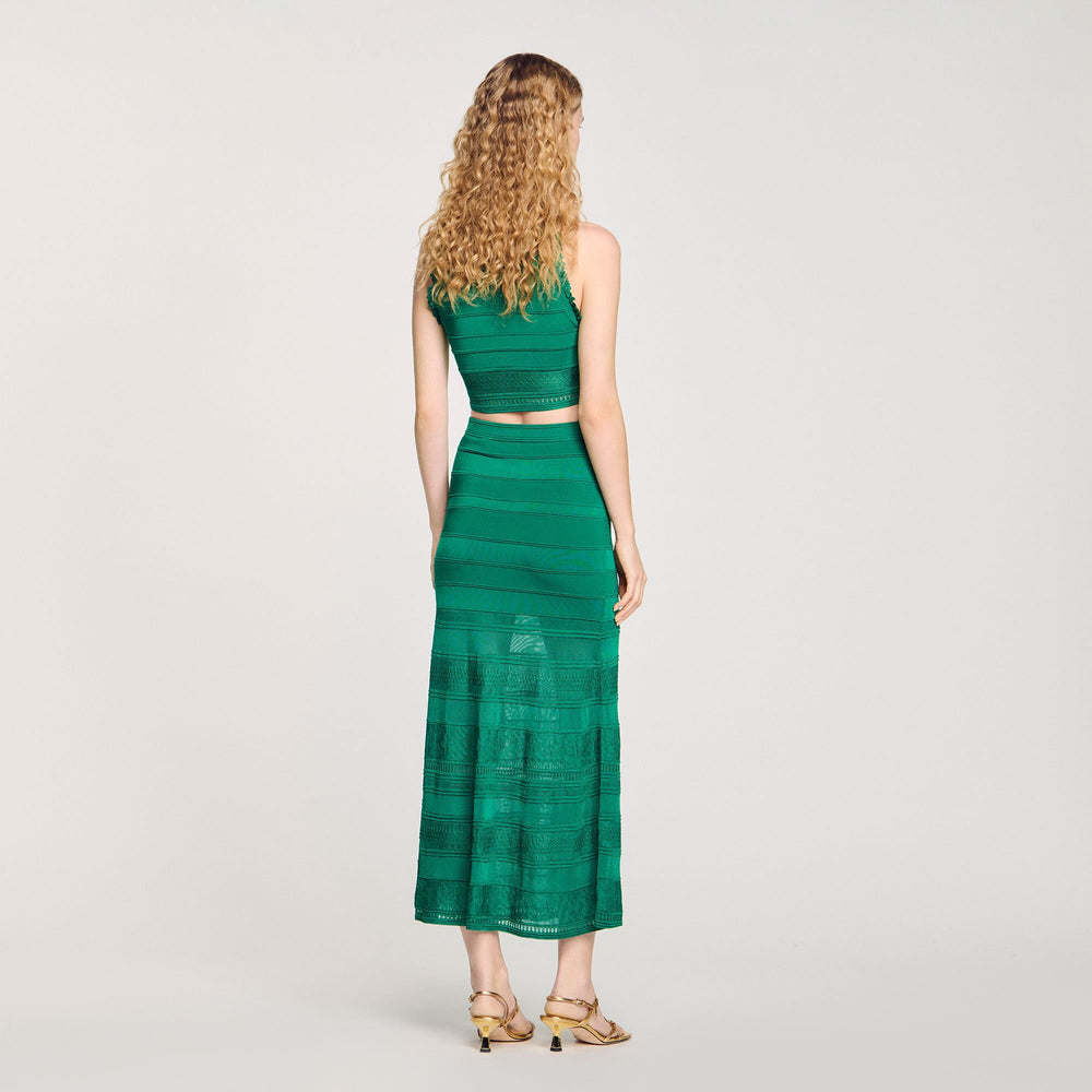 Sandro / Maxi decorative knit skirt Emeuraude Green
