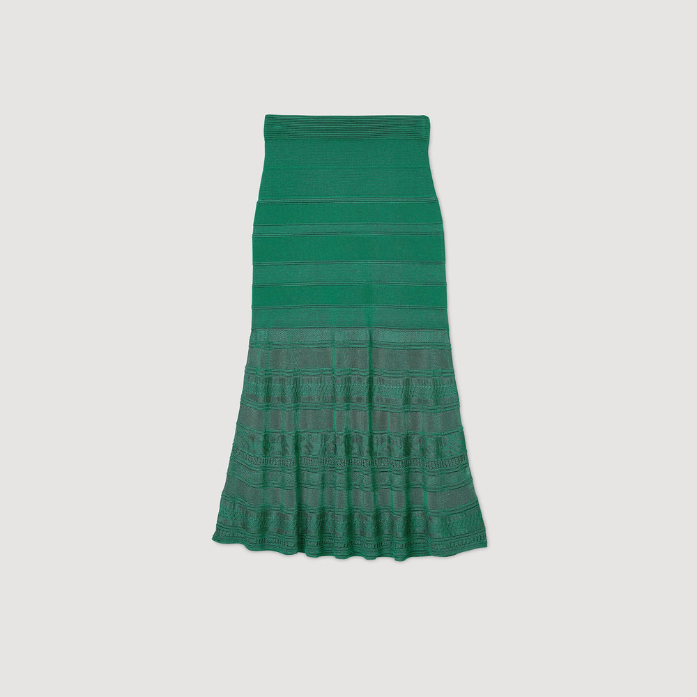 Sandro / Maxi decorative knit skirt Emeuraude Green