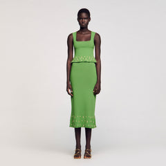 Sandro / Maxi knit skirt with charms Green