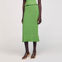 Sandro / Maxi knit skirt with charms Green