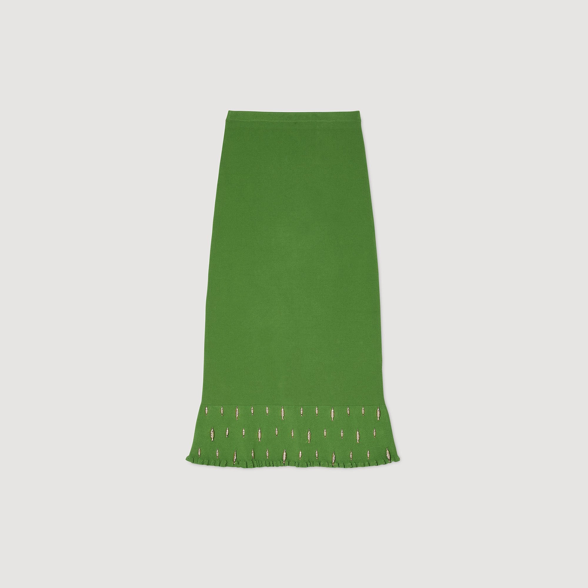 Sandro / Maxi knit skirt with charms Green