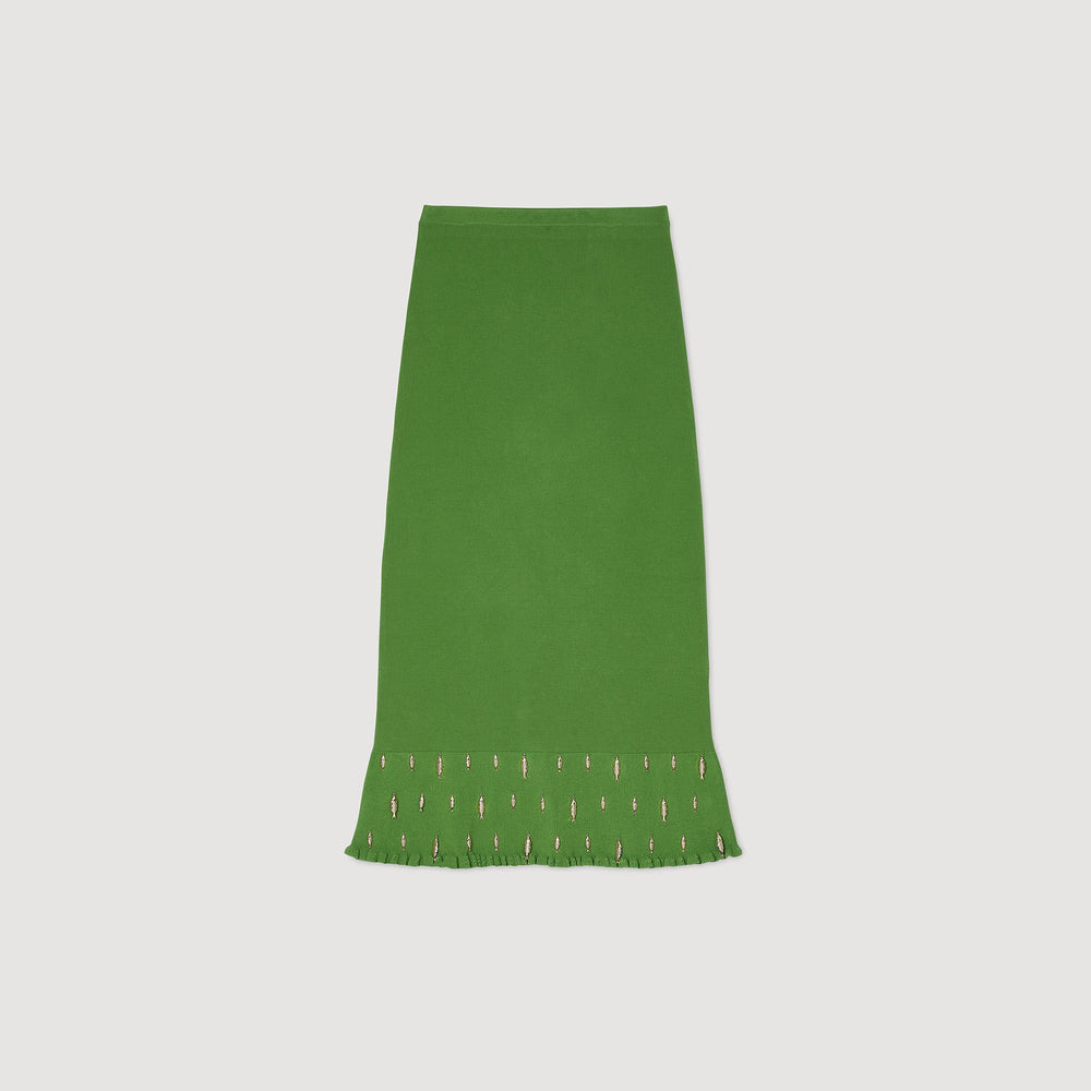 Sandro / Maxi knit skirt with charms Green