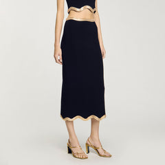 Sandro / Maxi knitted skirt with chain detail Black