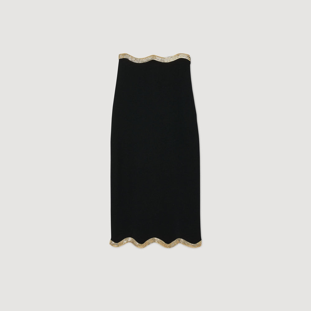 Sandro / Maxi knitted skirt with chain detail Black