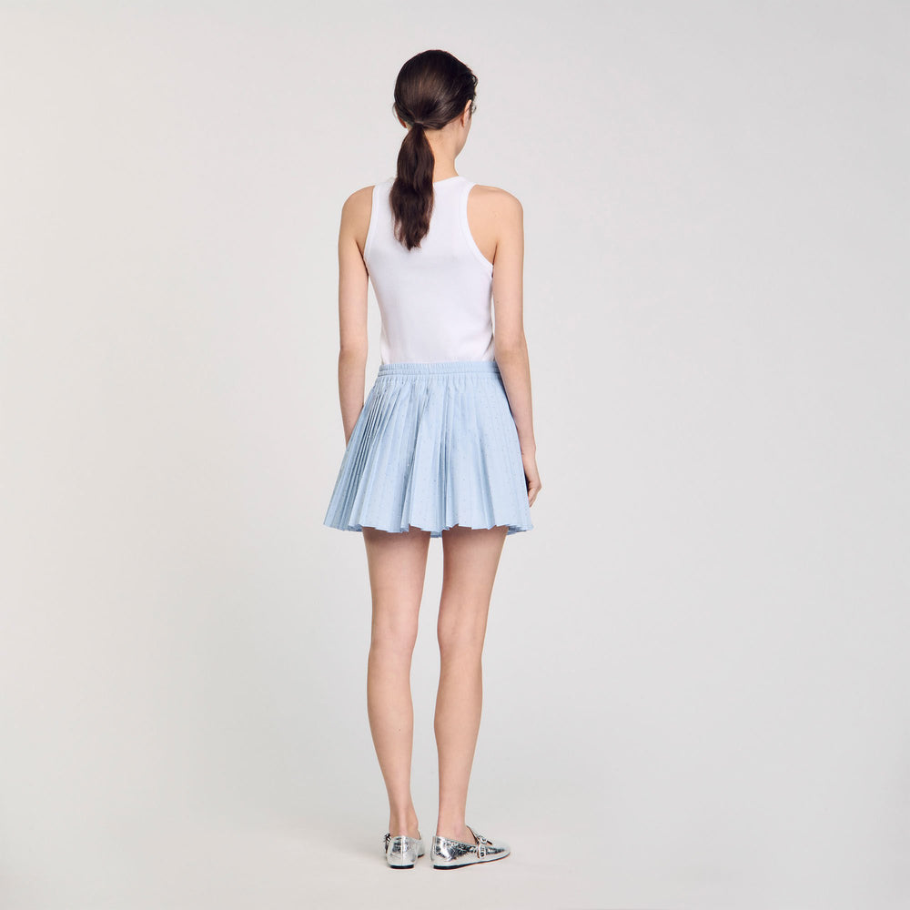 Sandro / Mini pleated rhinestone skirt Sky Blue