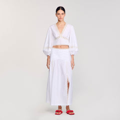 Sandro / Maxi poplin skirt White