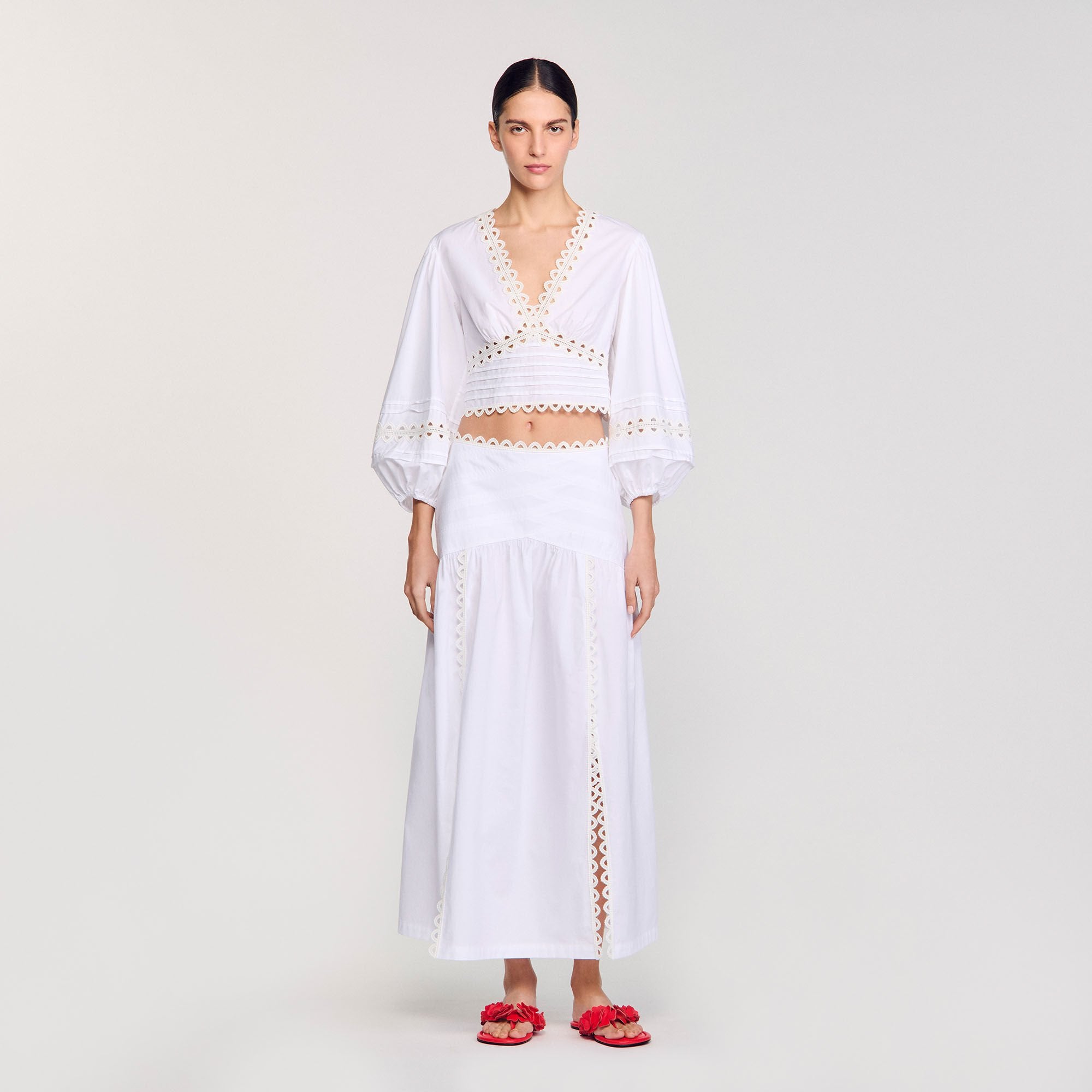 Sandro / Maxi poplin skirt White