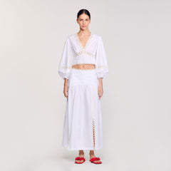 Sandro / Maxi poplin skirt White