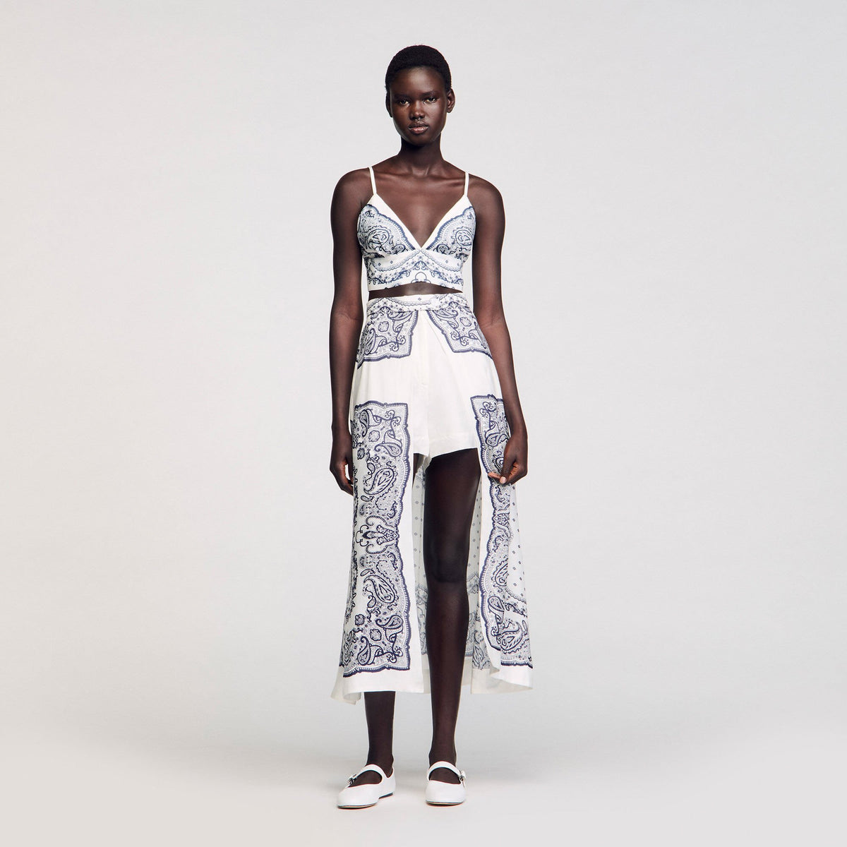 Sandro / Bandana-motif skirt shorts White / Blue
