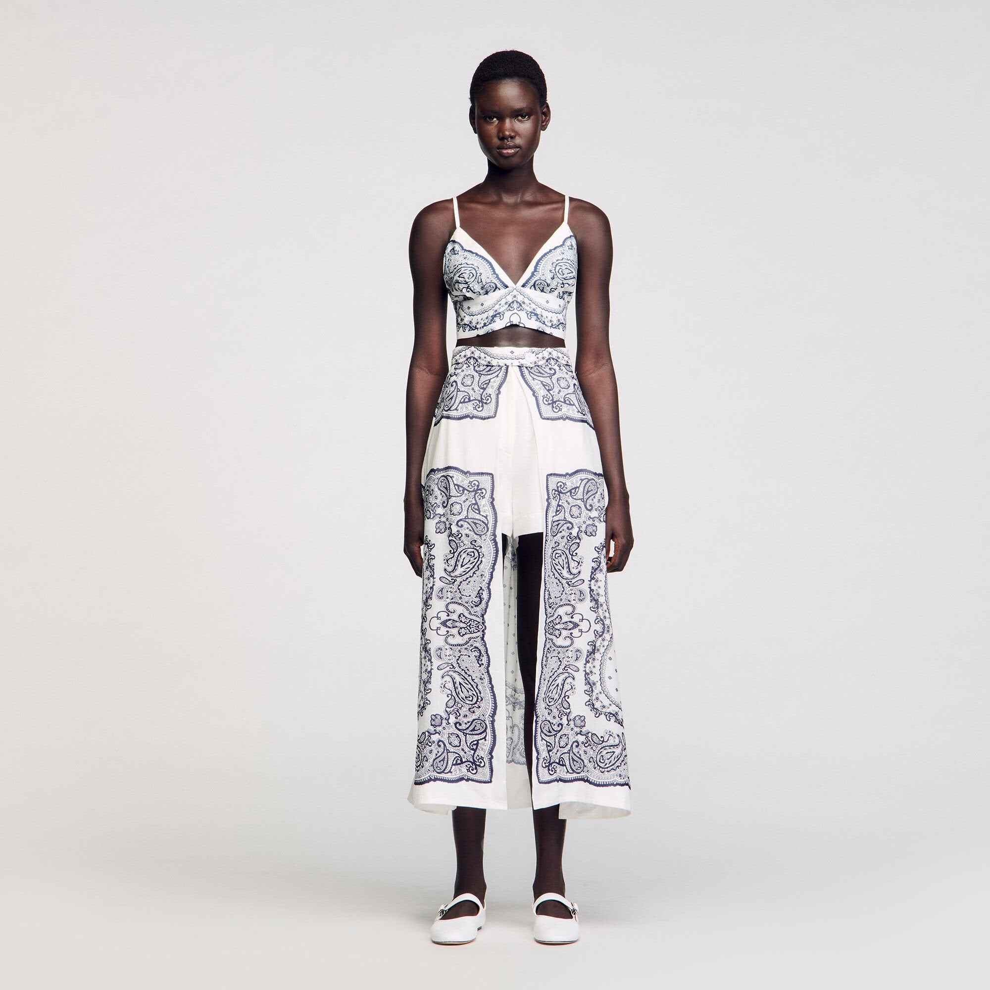 Sandro / Bandana-motif skirt shorts White / Blue