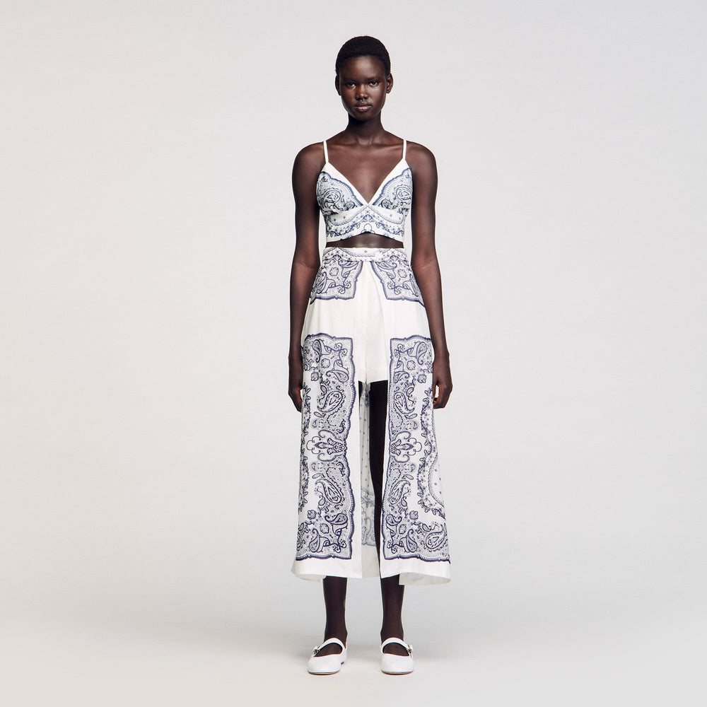 Sandro / Bandana-motif skirt shorts White / Blue