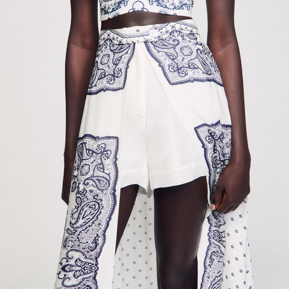 Sandro / Bandana-motif skirt shorts White / Blue