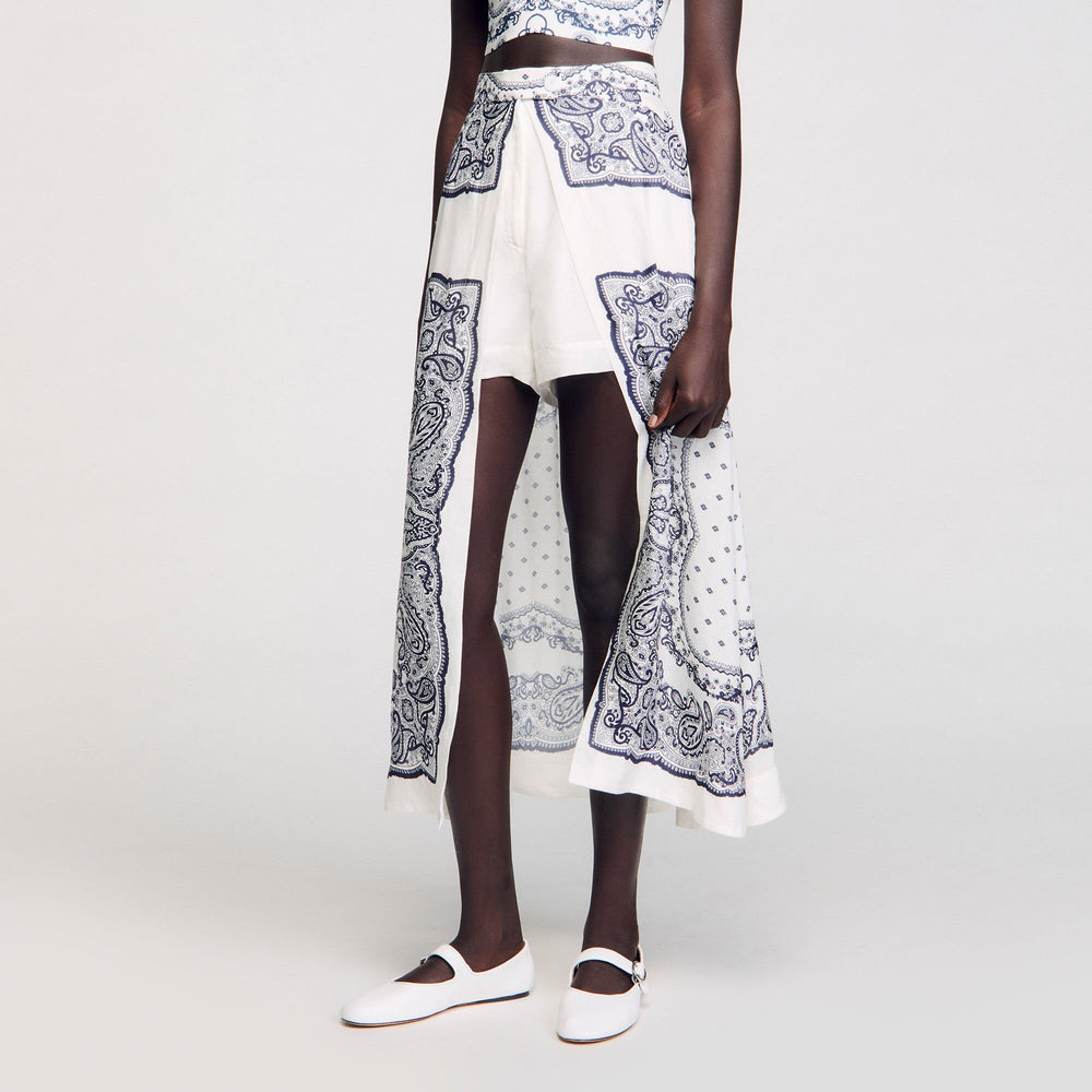 Sandro / Bandana-motif skirt shorts White / Blue