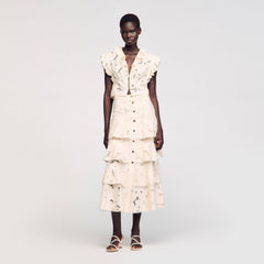 Sandro / Maxi frilled skirt Ecru