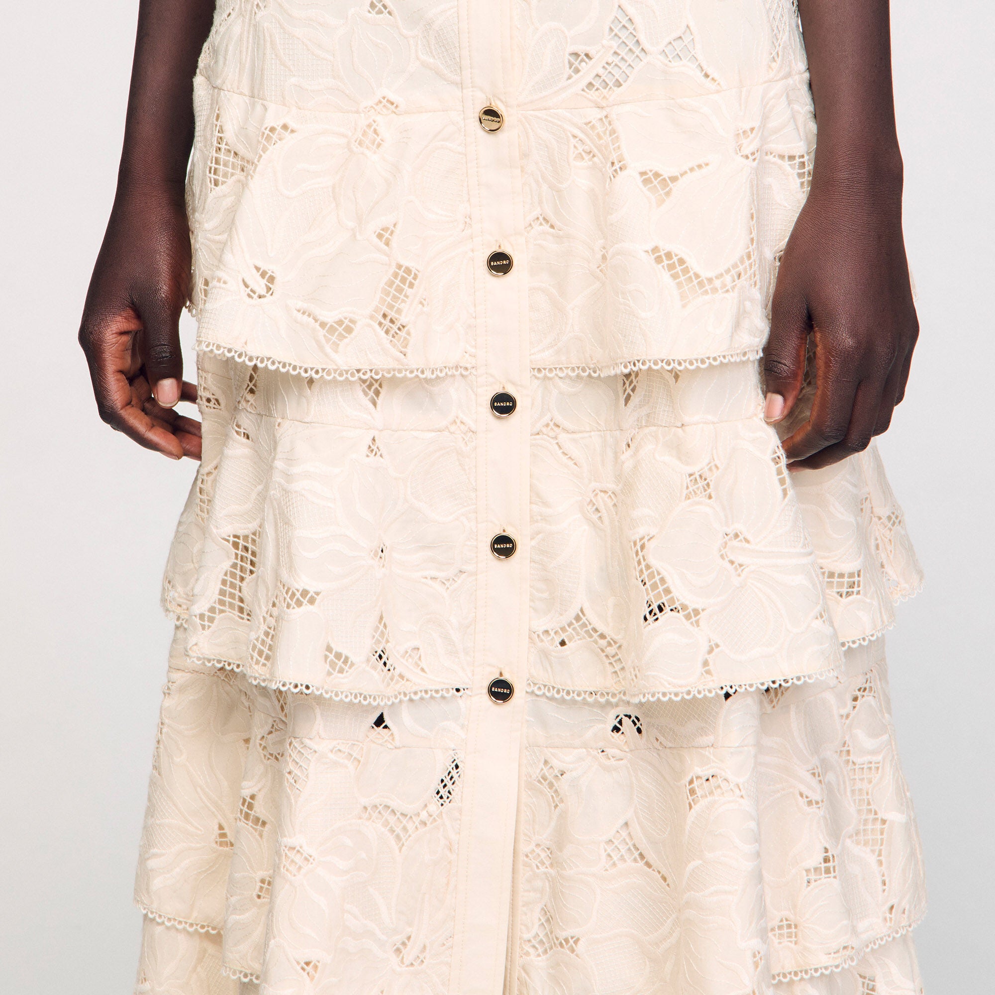 Sandro / Maxi frilled skirt Ecru