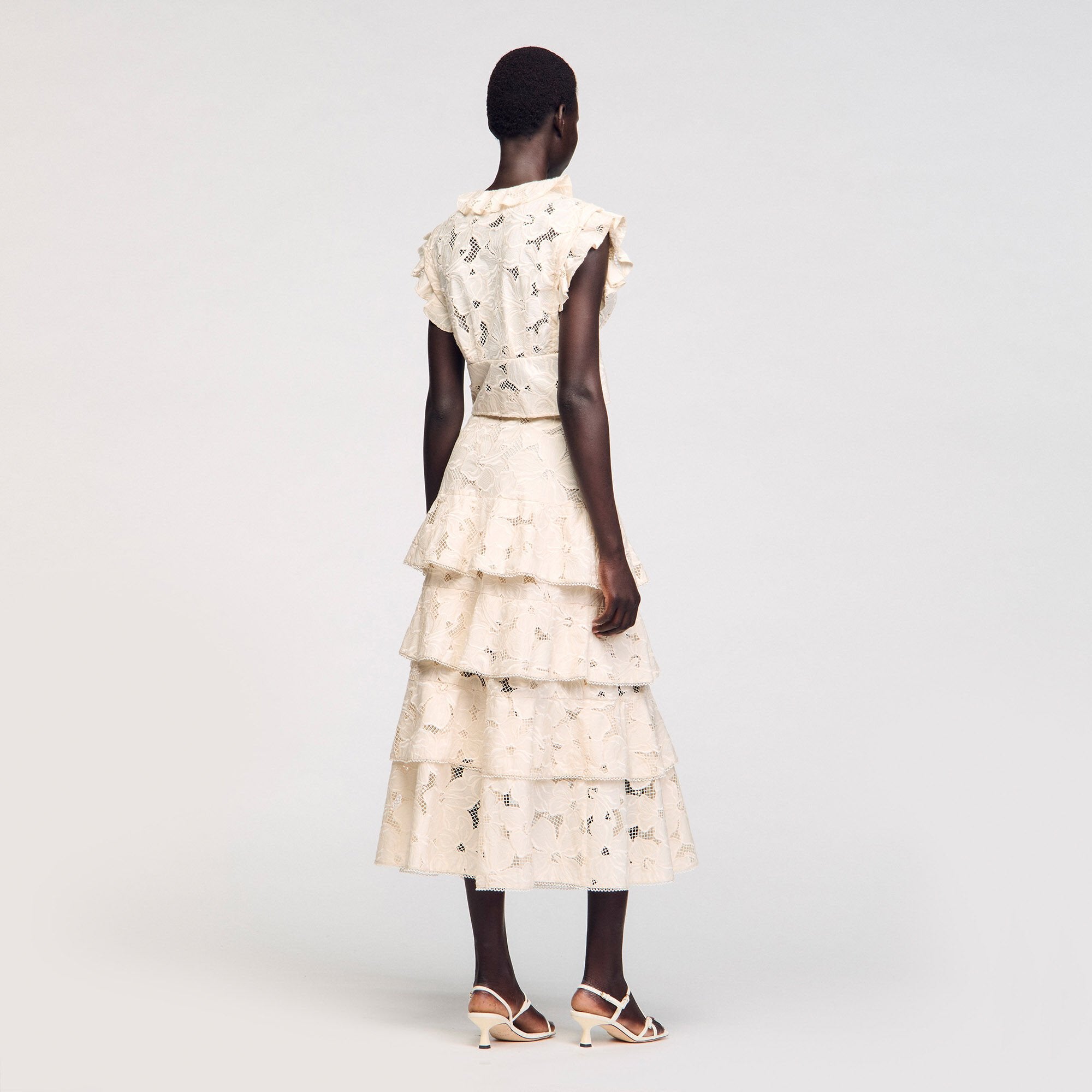 Sandro / Maxi frilled skirt Ecru