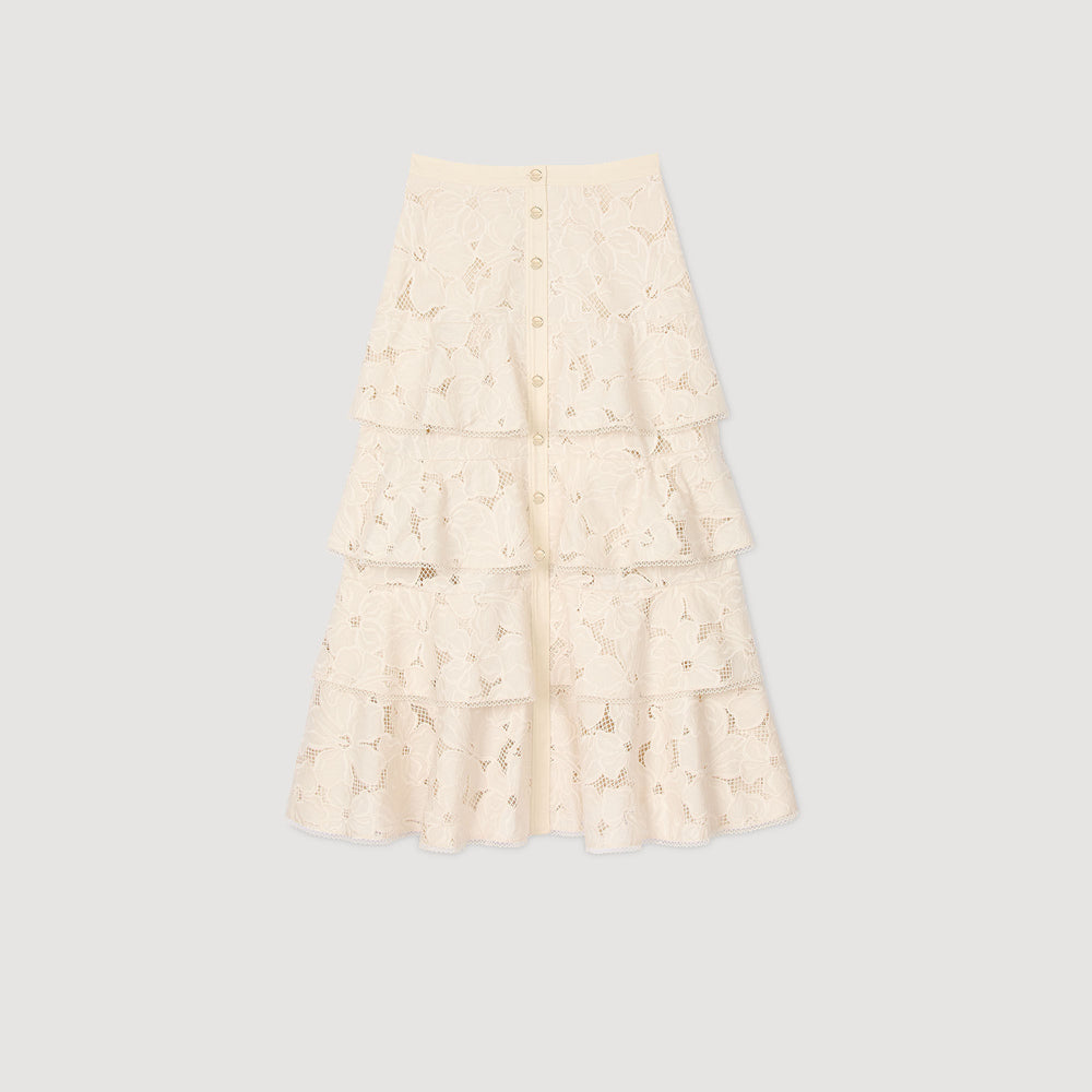 Sandro / Maxi frilled skirt Ecru