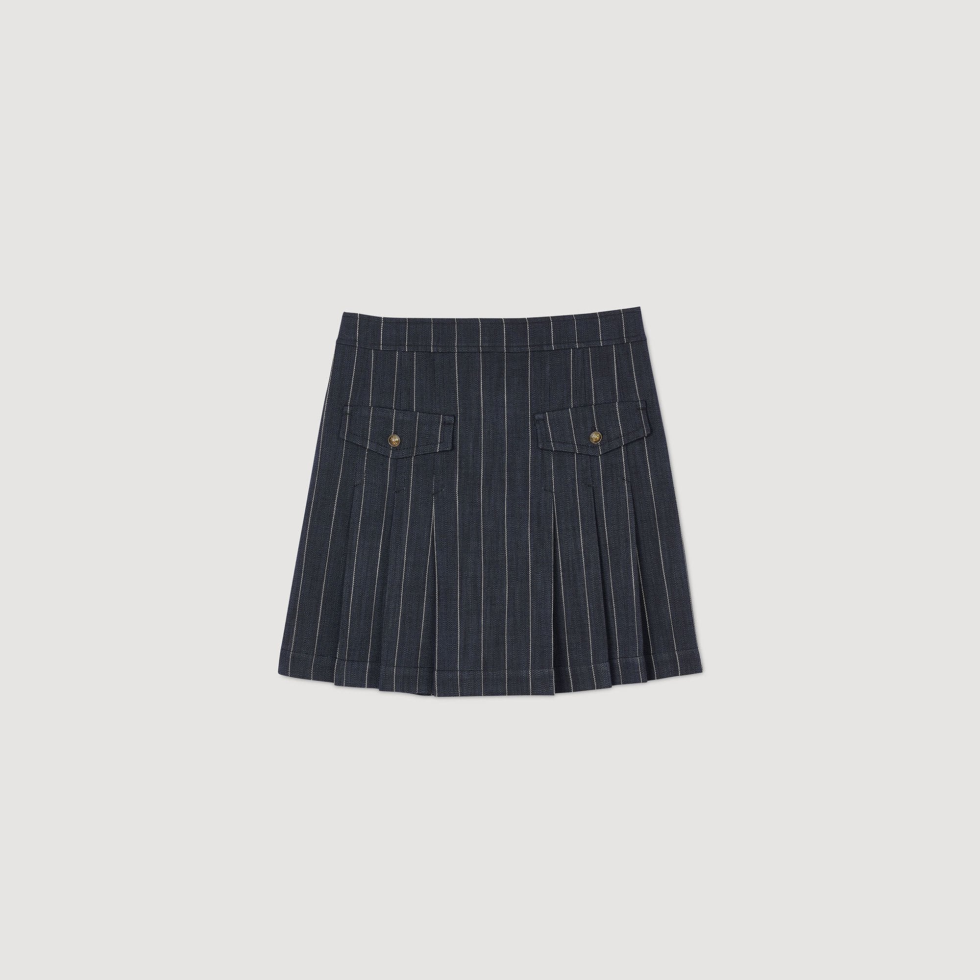 Sandro / Mini striped pleated skirt Navy / Ecru