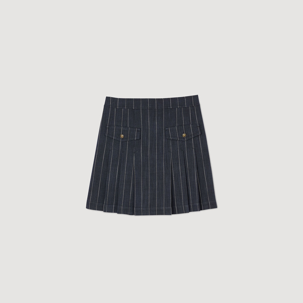 Sandro / Mini striped pleated skirt Navy / Ecru