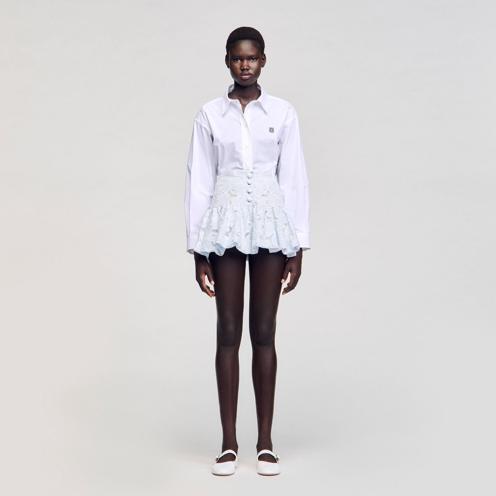 Sandro / Mini guipure skirt Sky Blue