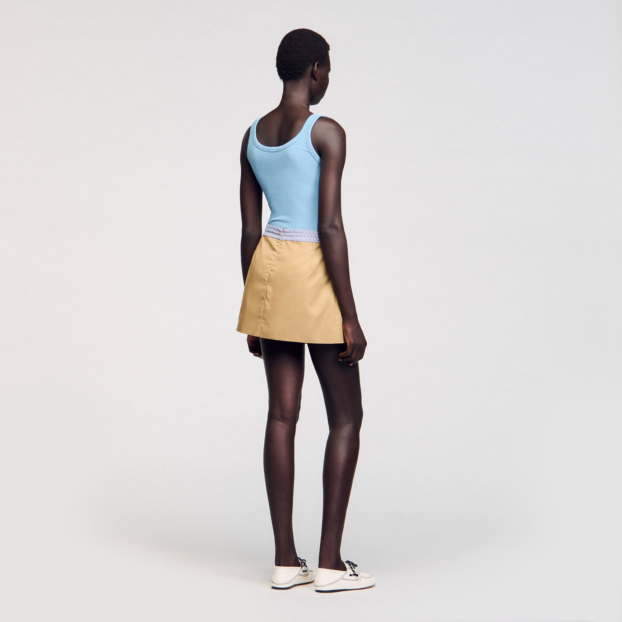 Sandro / Mini dual-material skirt Beige