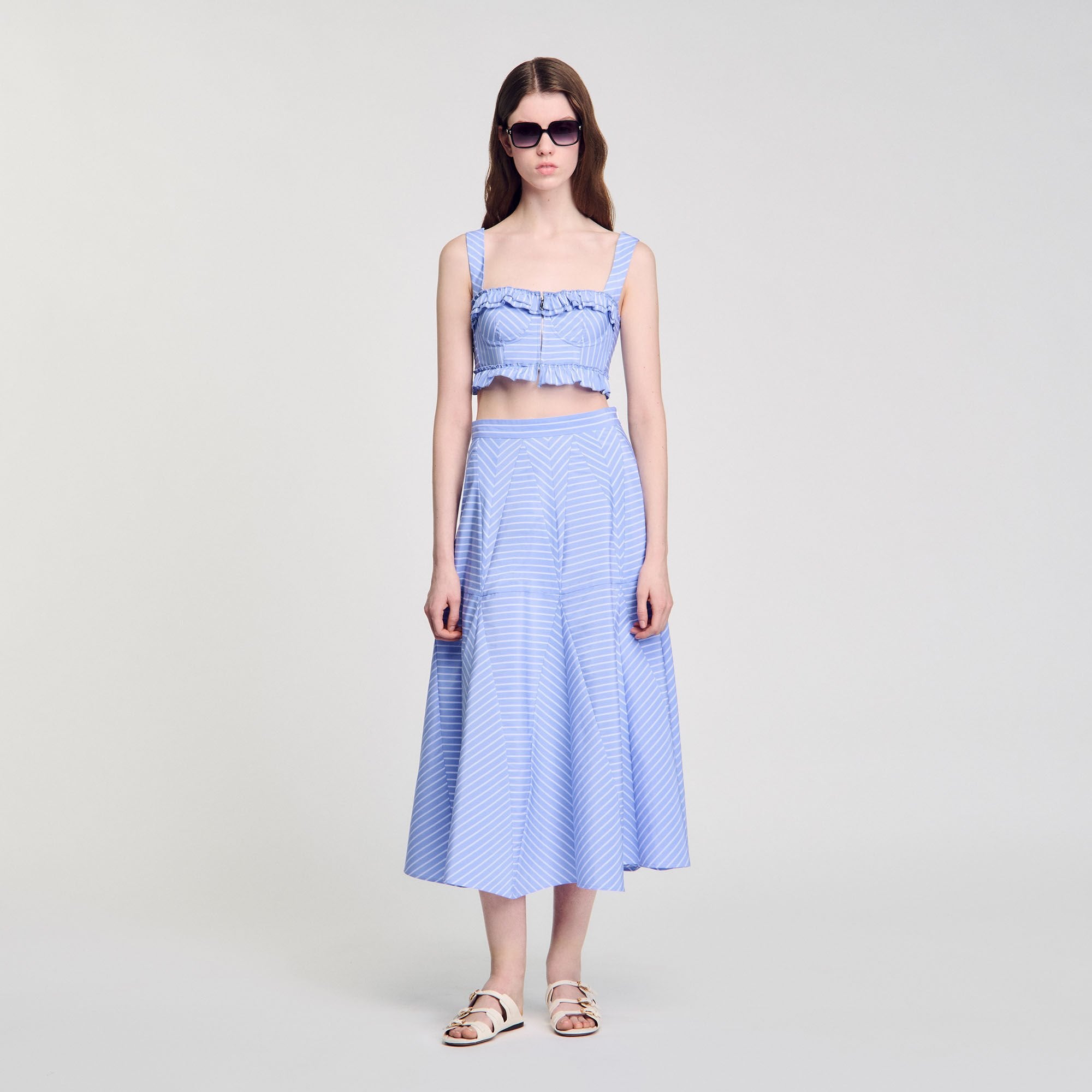 Sandro / Maxi striped skirt Blu / White