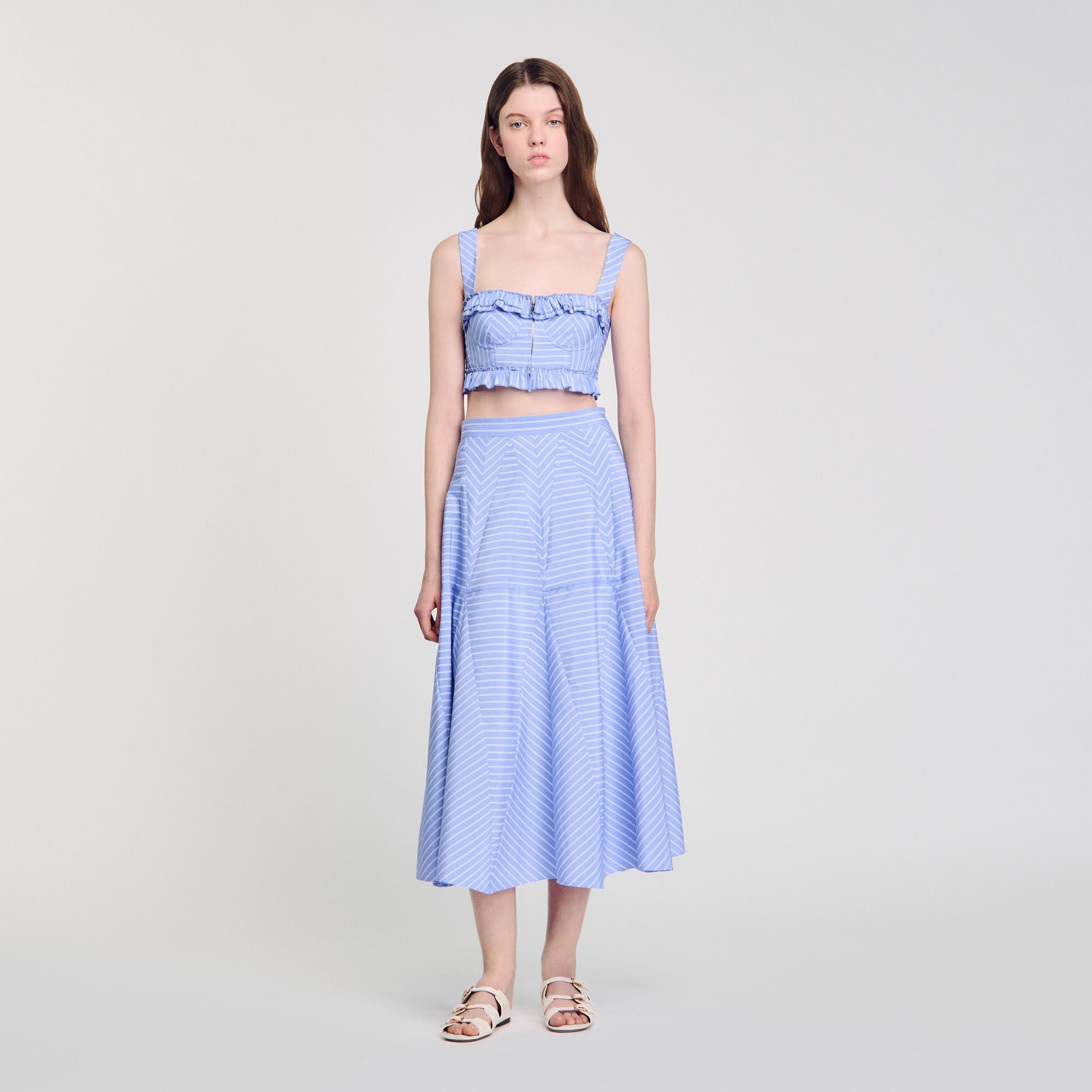 Sandro / Maxi striped skirt Blu / White