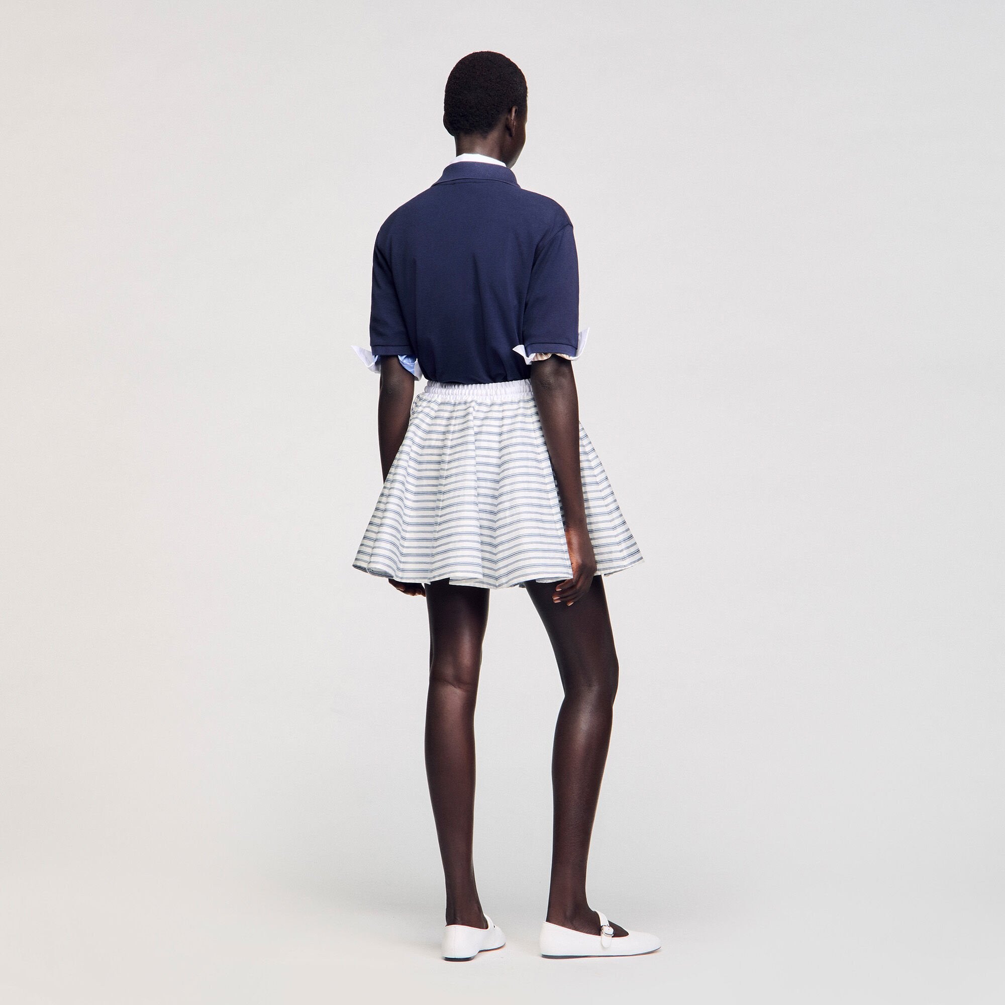 Sandro / Spiral print skater skirt Blu / White