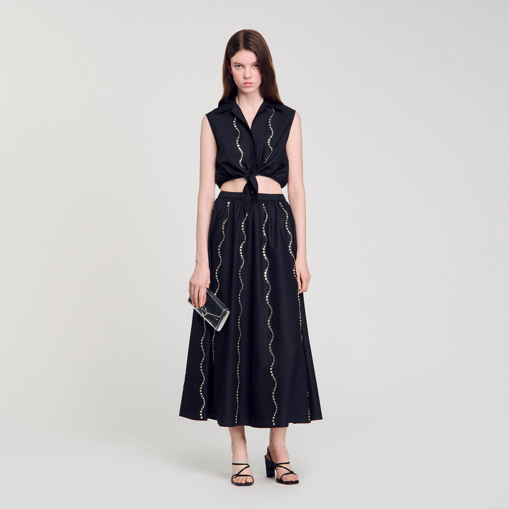 Sandro / Maxi rhinestone skirt Black