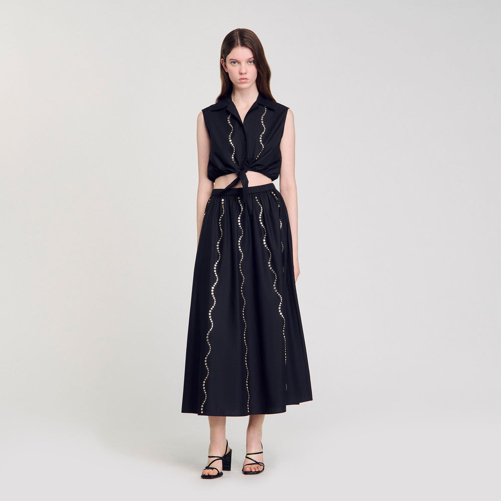 Sandro / Maxi rhinestone skirt Black