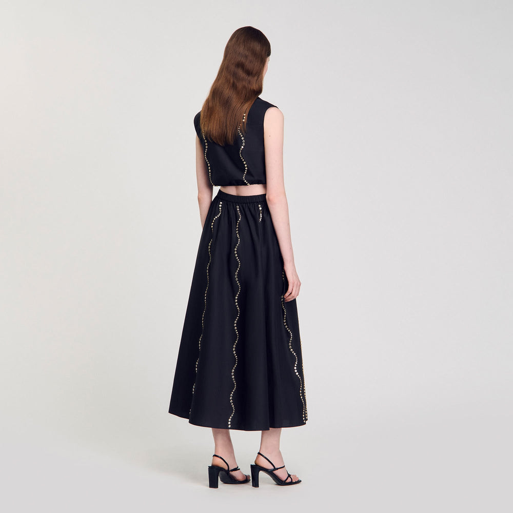 Sandro / Maxi rhinestone skirt Black