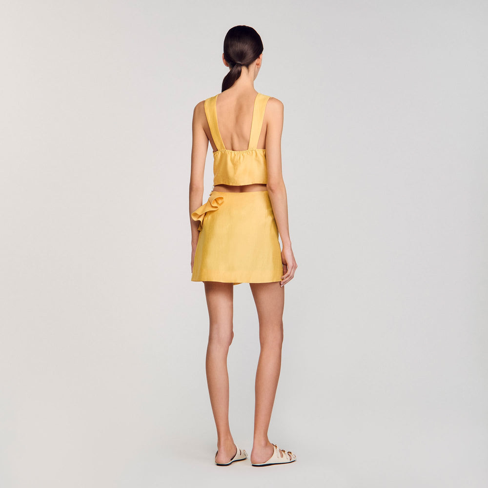 Sandro / Mini skirt with ruffled detail Straw