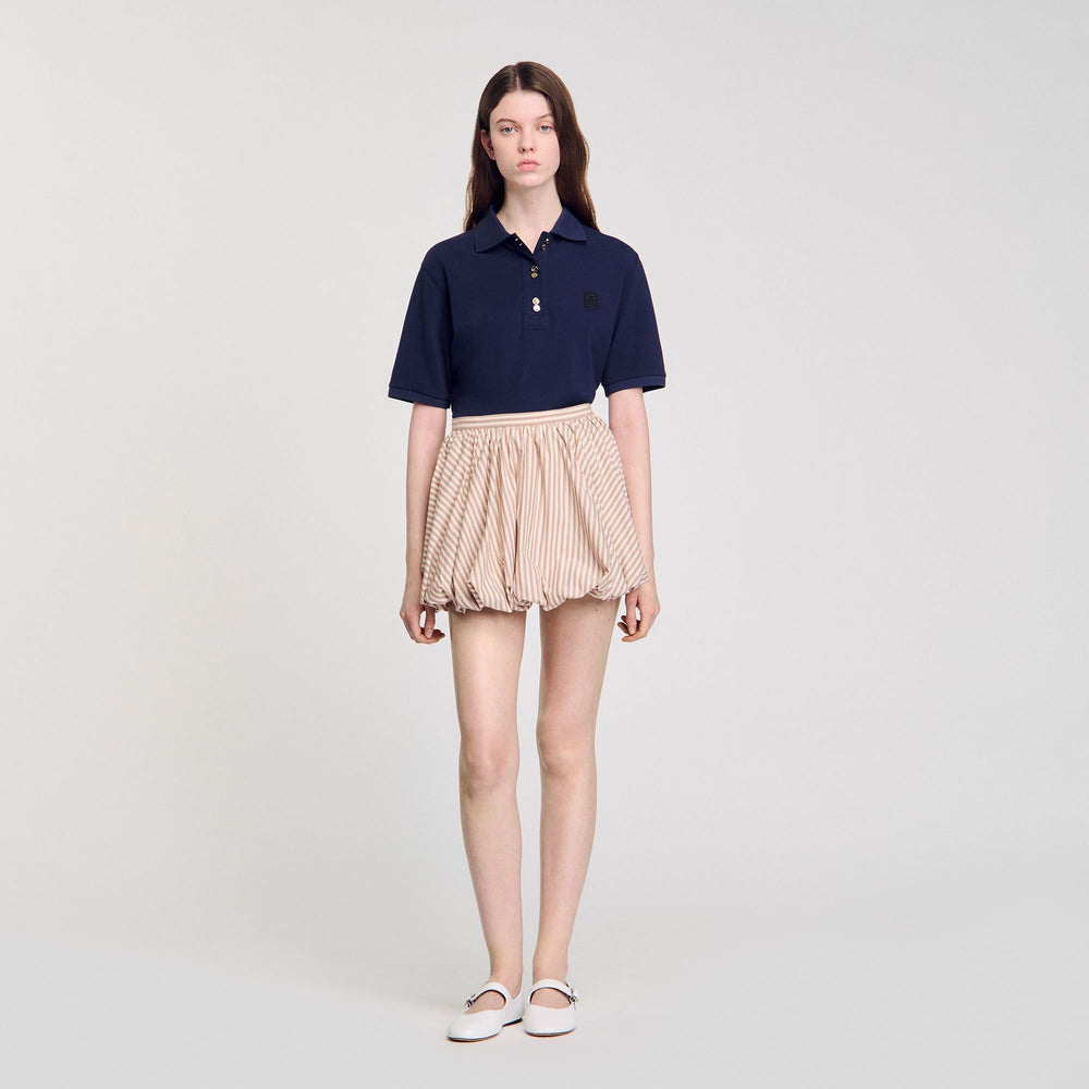 Sandro / Striped bubble skirt Sand / Camel